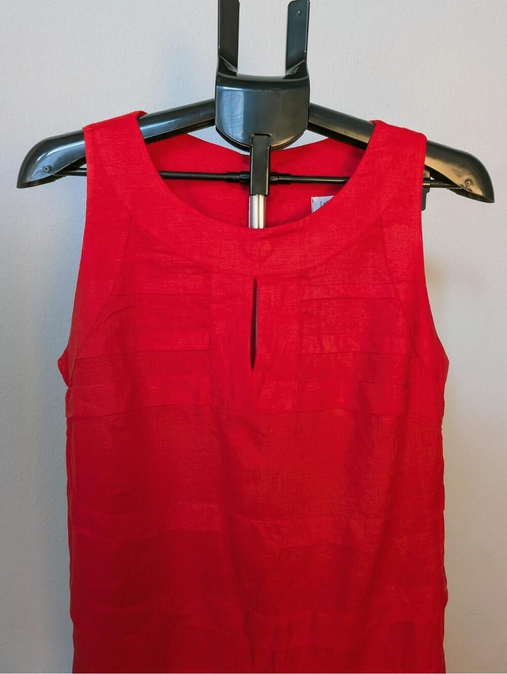 Resortwear Vibes Idillio Positano Red Linen Tiered Shift Dress Italy M - Picture 2 of 6